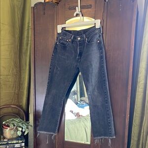 Levi's Black Denim Jeans with Frayed Hem